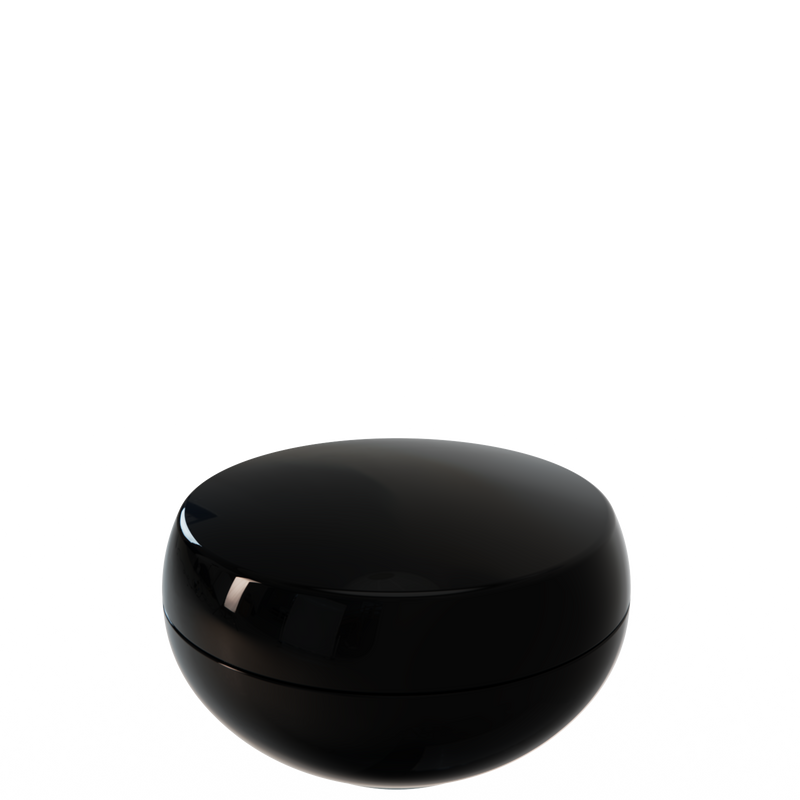 Ju 10 interchangeable cosmetic holder in black, angled view of the domed cap