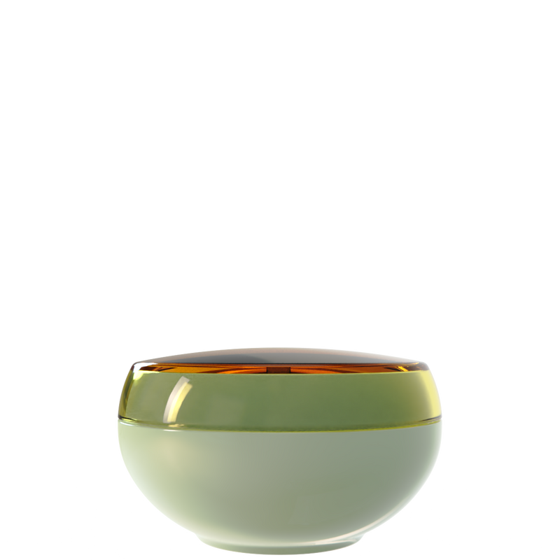 Ju 16 interchangeable cosmetic holder, olive cap with a sage green body, front view
