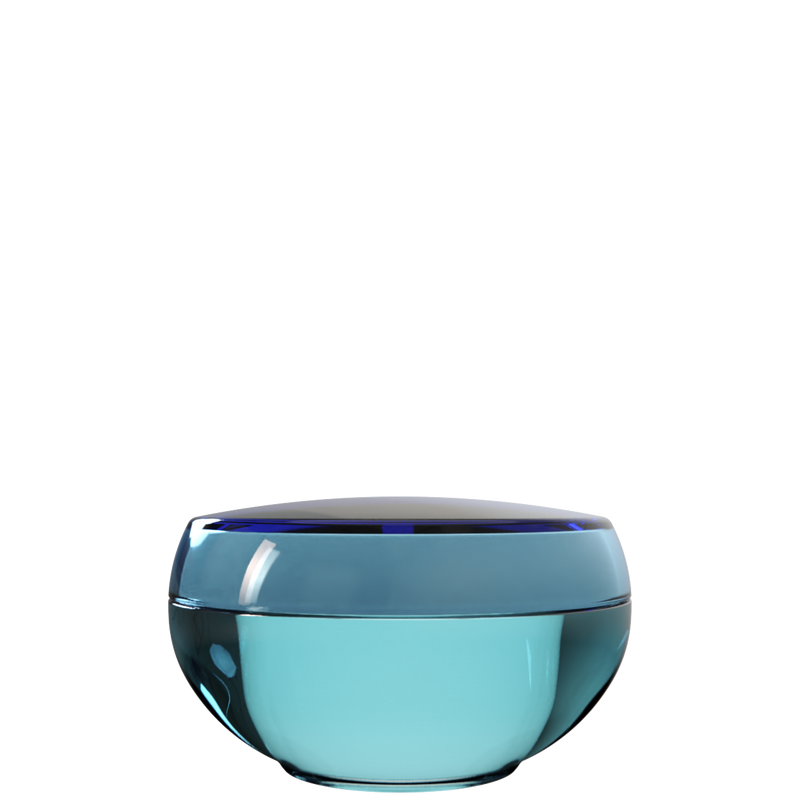 Ju 17 interchangeable cosmetic holder, steel blue cap with a turquoise body, front view
