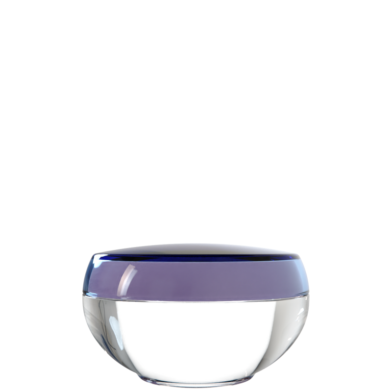 Ju 19 interchangeable cosmetic holder, violet grey cap with a clear body, front view