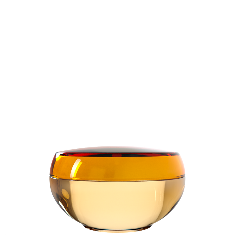 Ju 20 interchangeable cosmetic holder, amber cap with a pale gold body, front view