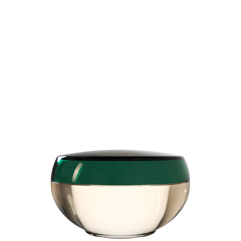 Ju 22 interchangeable cosmetic holder, dark green cap with an ivory body, front view