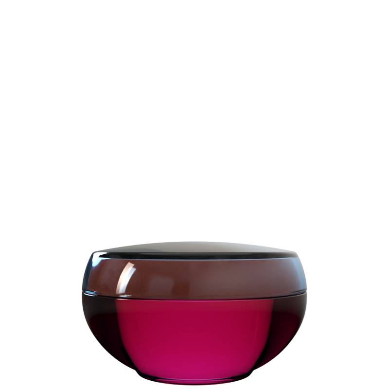Ju 23 interchangeable cosmetic holder, slate blue cap with a magenta body, front view