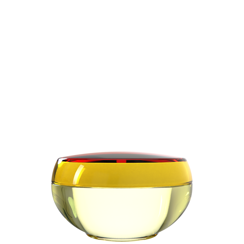 Ju 24 interchangeable cosmetic holder, gold cap with an ivory body, front view