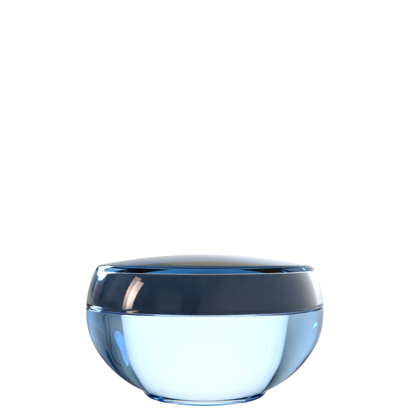 Ju 26 interchangeable cosmetic holder, steel blue cap with an ice blue body, front view
