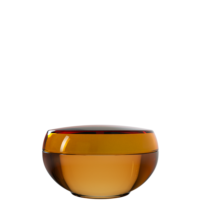 Ju 31 interchangeable cosmetic holder, amber brown cap with an amber body, front view