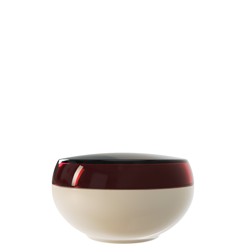 Ju 36 interchangeable cosmetic holder, dark brown cap with a taupe body, front view