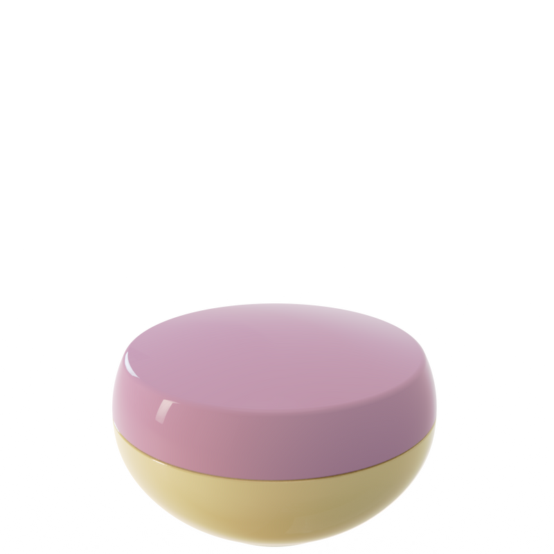 Ju 37 interchangeable cosmetic holder in dusty rose and sand, angled view of the domed cap
