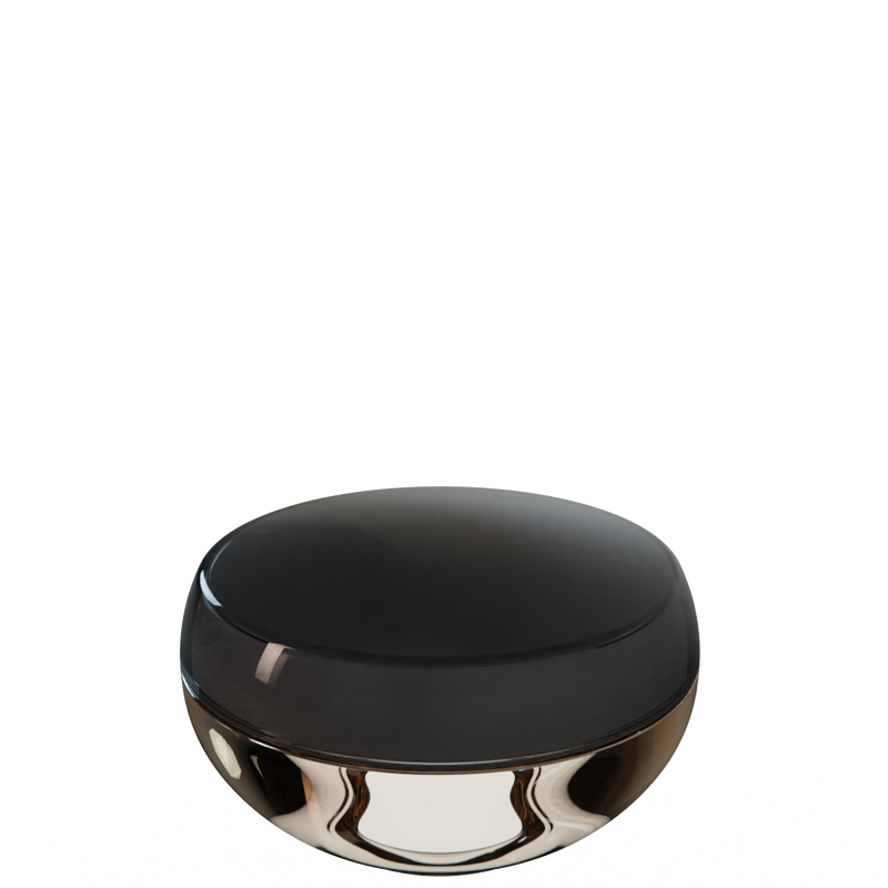 Ju 38 interchangeable cosmetic holder in charcoal and warm beige, angled view of the domed cap