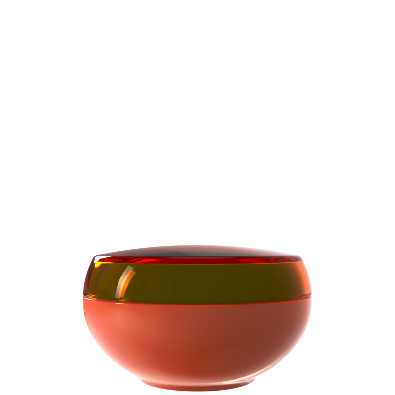 Ju 40 interchangeable cosmetic holder, dark olive cap with a terracotta body, front view
