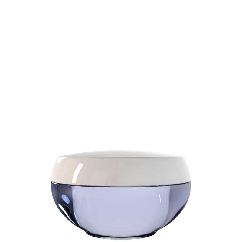 Ju 42 interchangeable cosmetic holder, light grey cap with a lavender body, front view