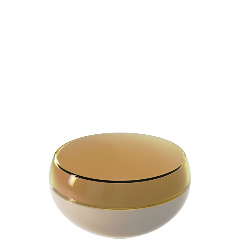 Ju 44 interchangeable cosmetic holder in bronze and taupe, angled view of the domed cap