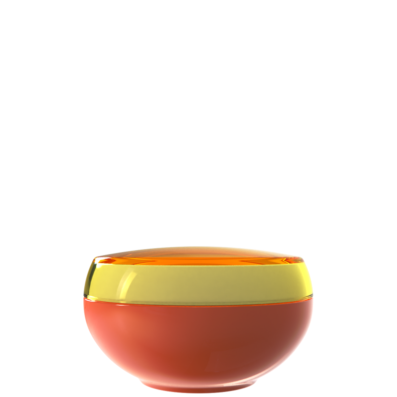 Ju 47 interchangeable cosmetic holder, olive yellow cap with a terracotta body, front view