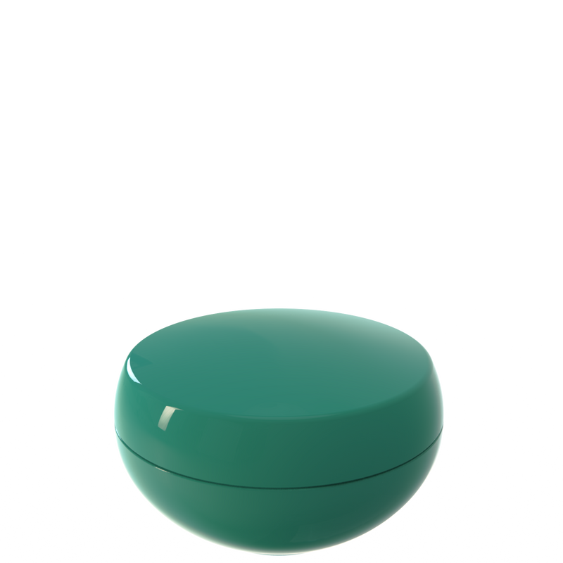 Ju 07 interchangeable cosmetic holder in deep teal, angled view of the domed cap
