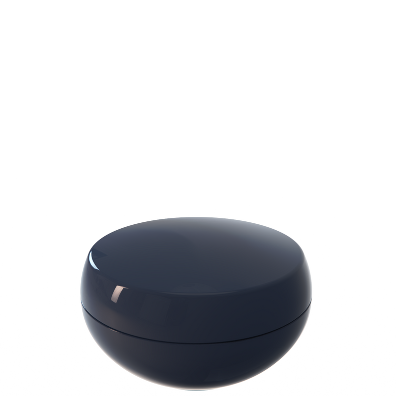 Ju 09 interchangeable cosmetic holder in midnight navy, angled view of the domed cap