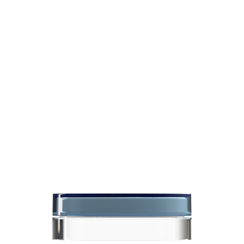 Sai 10 interchangeable cosmetic holder, midnight navy cap with a clear body, front view