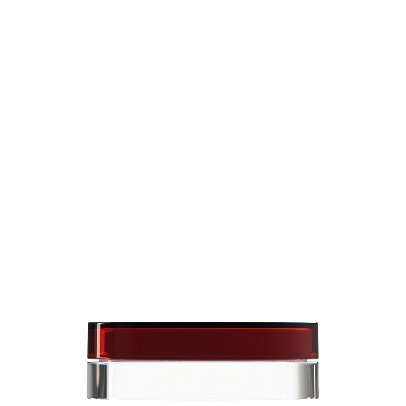 Sai 14 interchangeable cosmetic holder, dark red cap with a clear body, front view