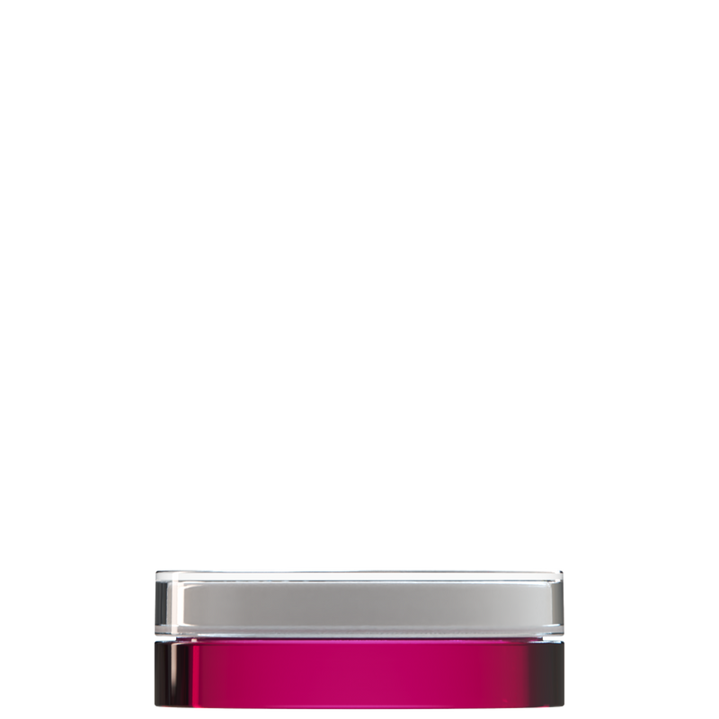 Sai 01 interchangeable cosmetic holder, clear cap with a magenta body, front view
