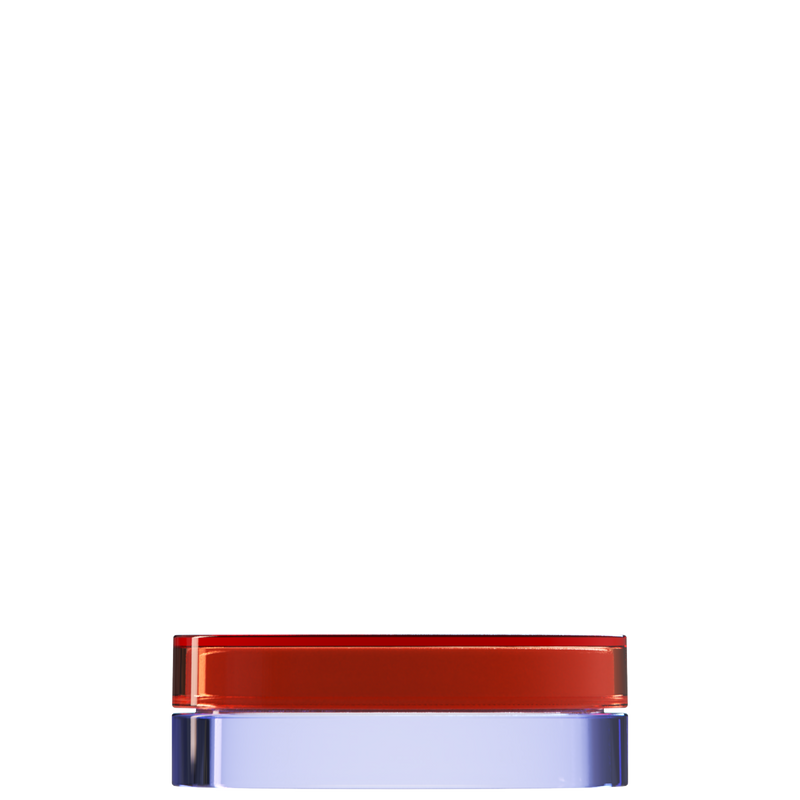 Sai 20 interchangeable cosmetic holder, dark red cap with a periwinkle body, front view