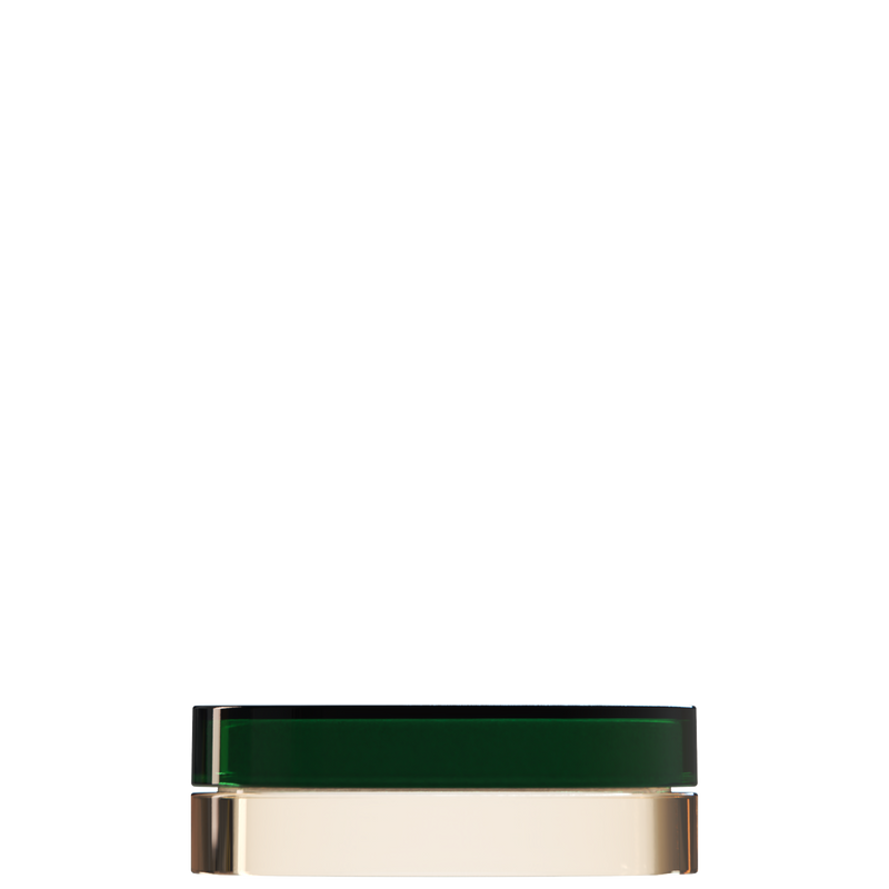 Sai 21 interchangeable cosmetic holder, dark green cap with a cream body, front view