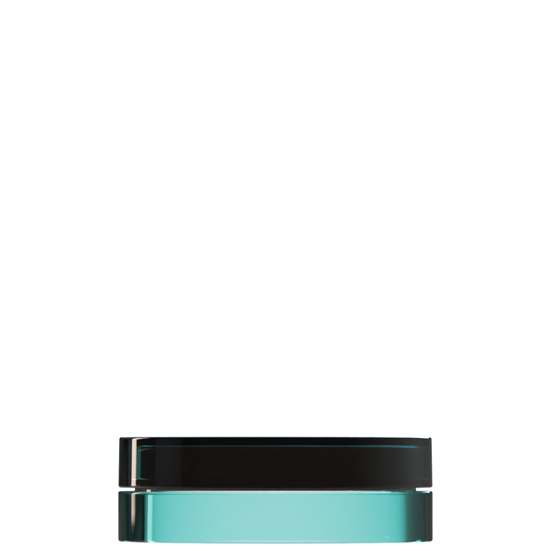 Sai 24 interchangeable cosmetic holder, black cap with an aqua body, front view