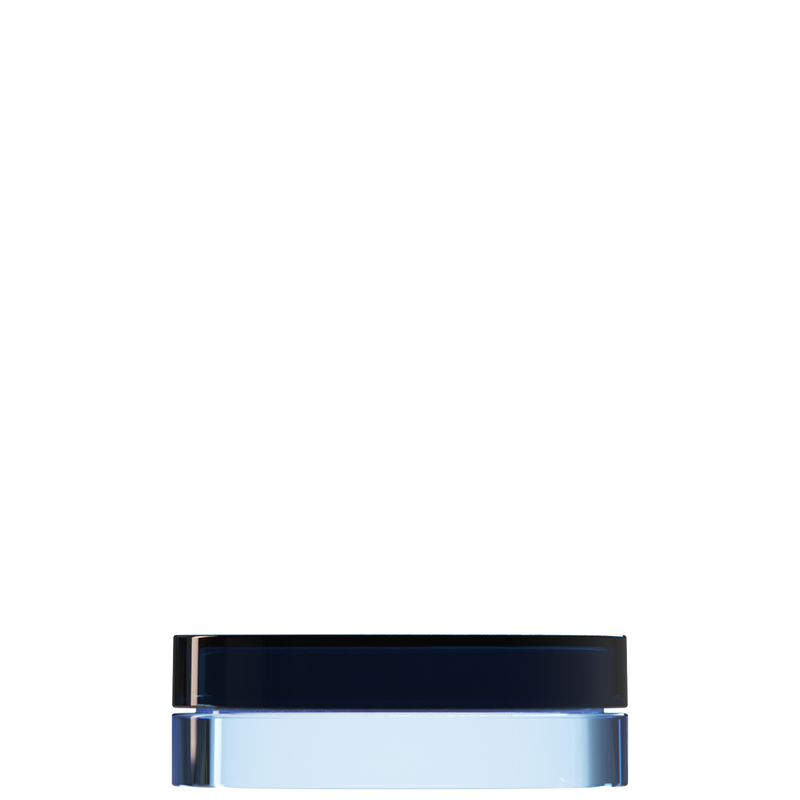Sai 25 interchangeable cosmetic holder, midnight navy cap with an ice blue body, front view