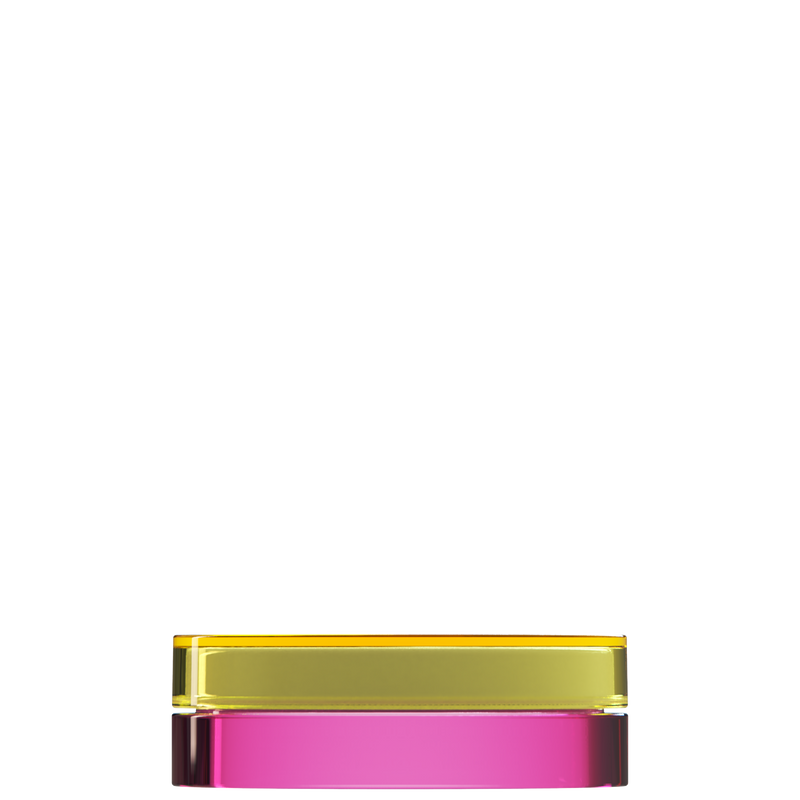 Sai 28 interchangeable cosmetic holder, amber cap with a pink body, front view