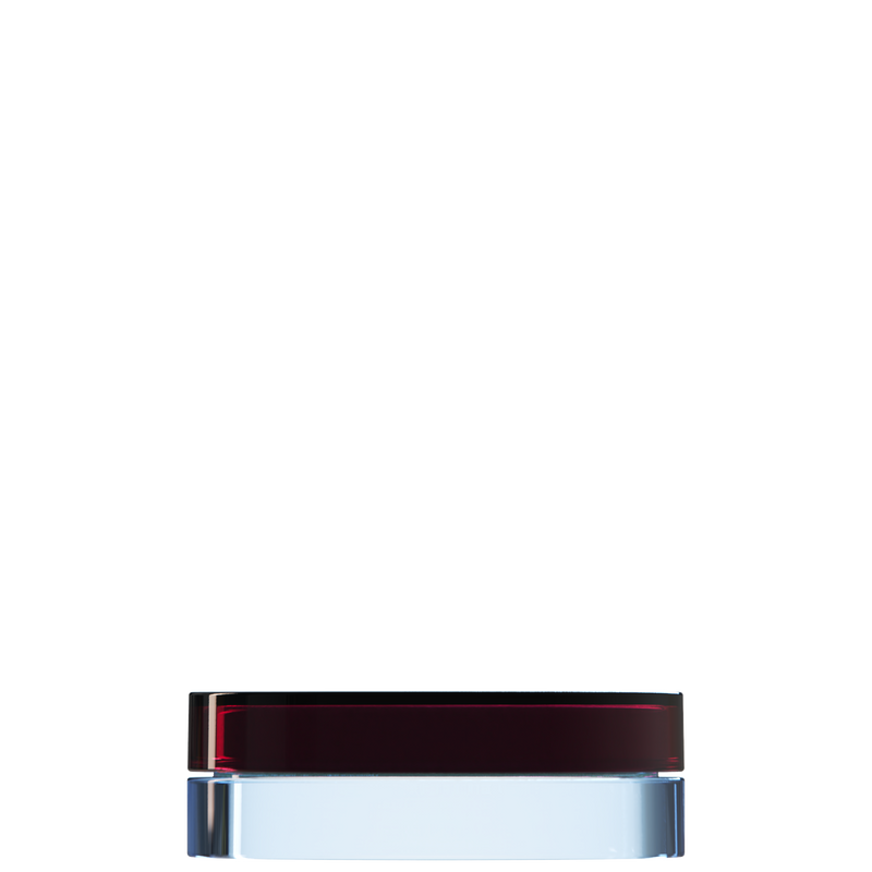 Sai 34 interchangeable cosmetic holder, dark burgundy cap with an ice blue body, front view