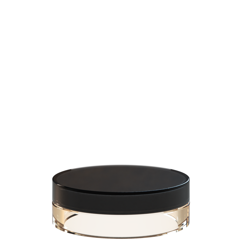 Sai 37 interchangeable cosmetic holder in black and cream, angled view of the flat cylinder
