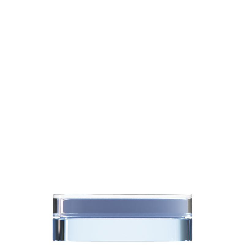 Sai 03 interchangeable cosmetic holder, steel blue cap with an ice blue body, front view