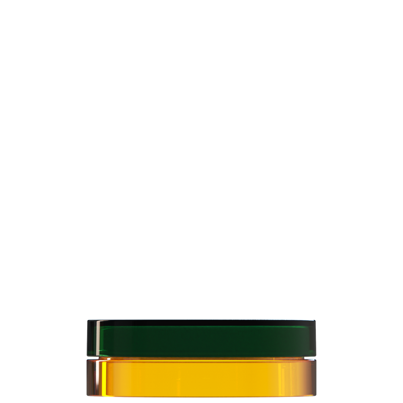 Sai 43 interchangeable cosmetic holder, dark green cap with an amber body, front view