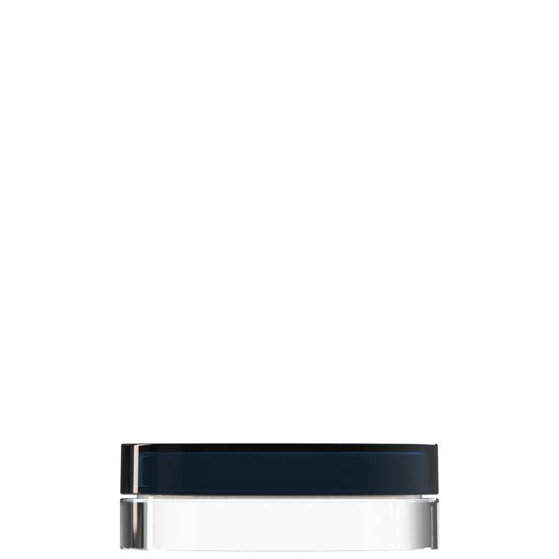 Sai 45 interchangeable cosmetic holder, midnight navy cap with a clear body, front view