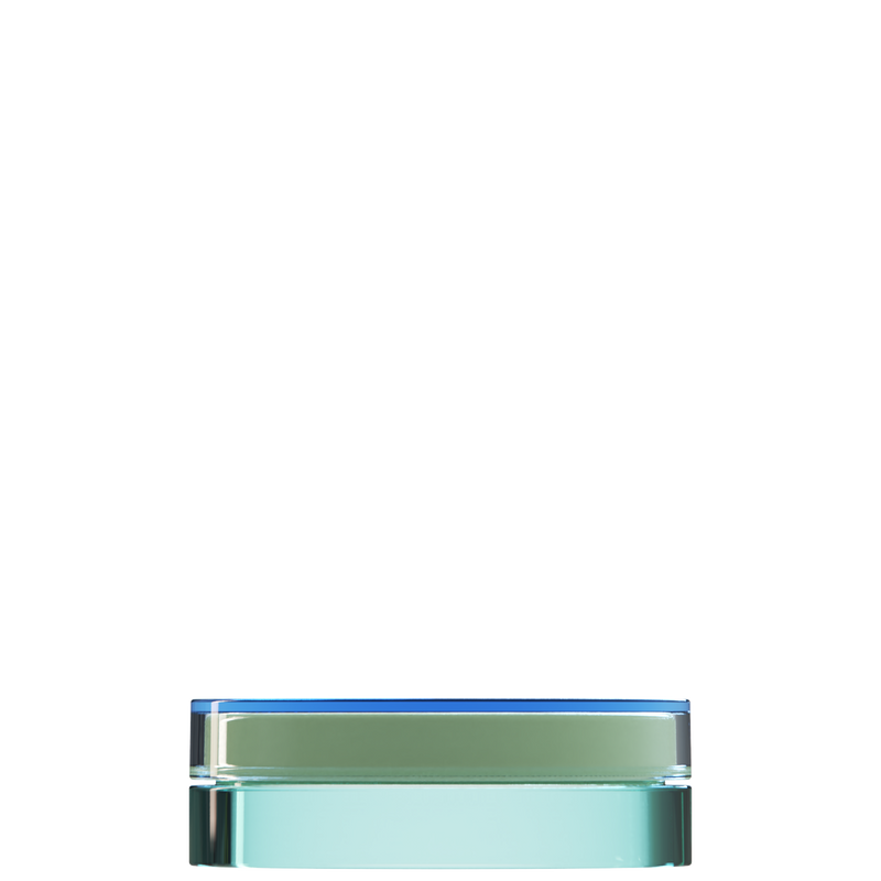 Sai 46 interchangeable cosmetic holder, blue cap with an aqua body, front view