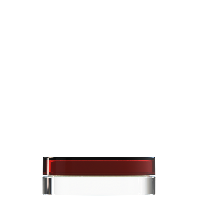 Sai 47 interchangeable cosmetic holder, dark red cap with a clear body, front view