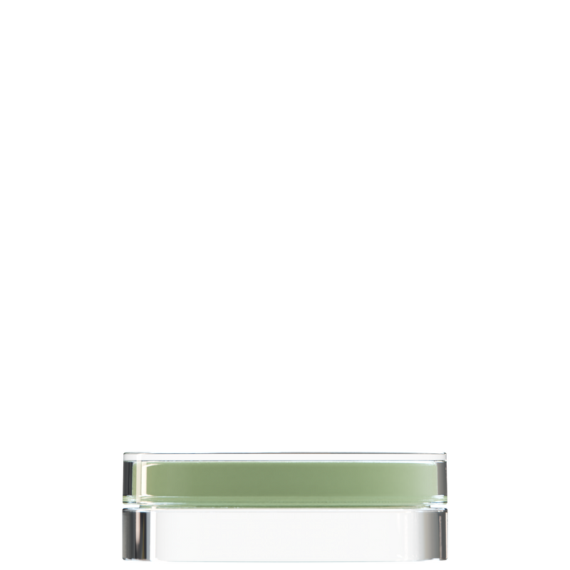 Sai 48 interchangeable cosmetic holder, pale green cap with a clear body, front view
