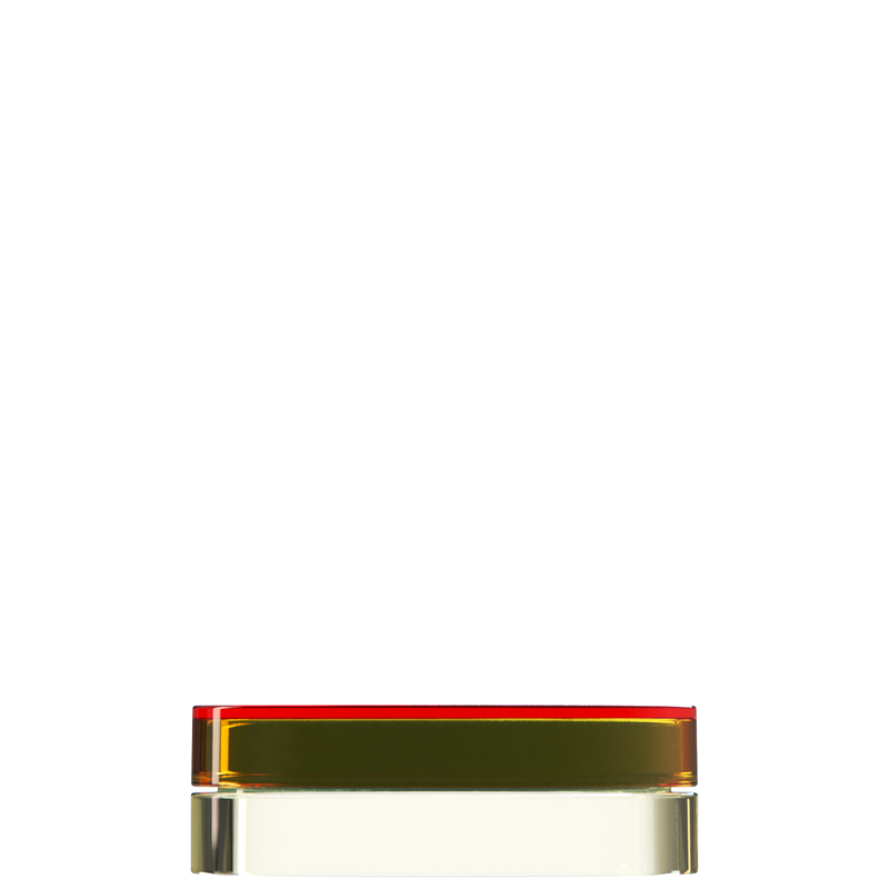 Sai 04 interchangeable cosmetic holder, red cap with an ivory body, front view
