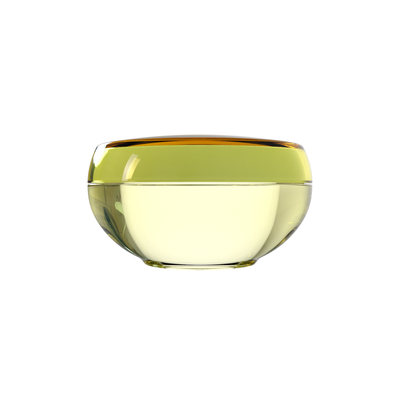 Ju 14 interchangeable cosmetic holder, olive yellow cap with a pale yellow body, front view
