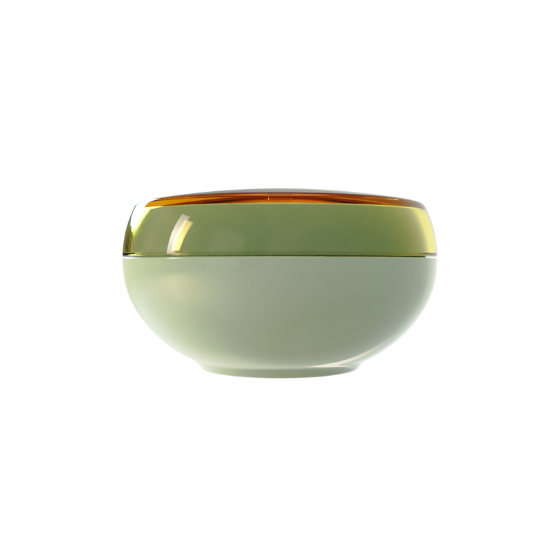 Ju 16 interchangeable cosmetic holder, olive cap with a sage green body, front view