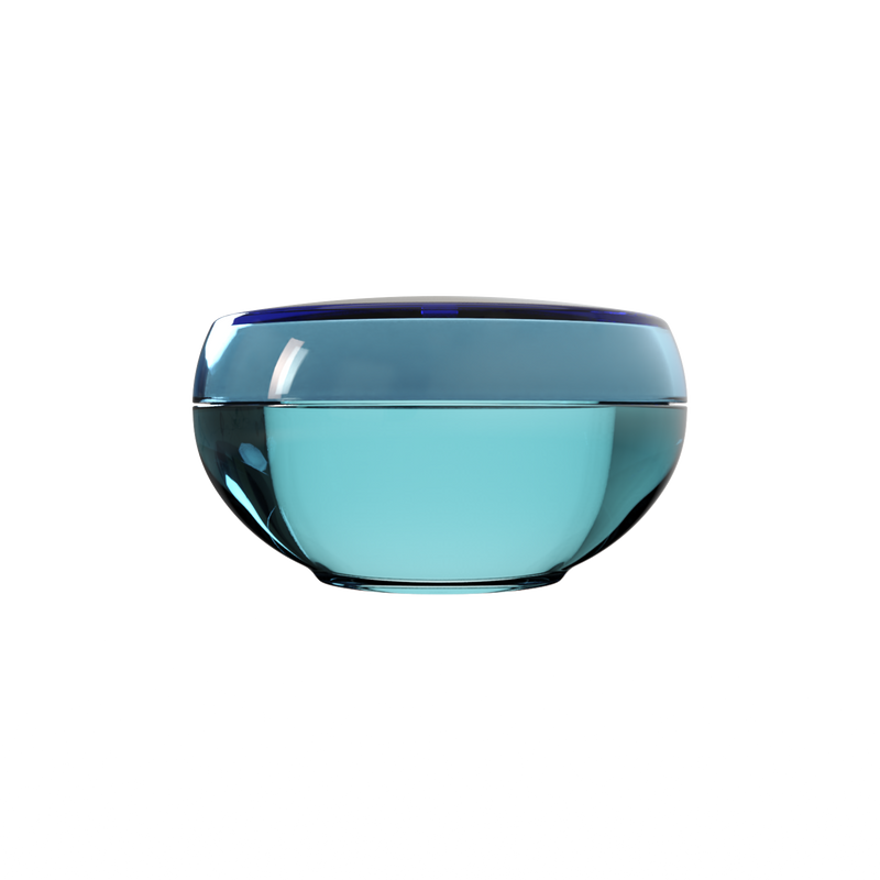 Ju 17 interchangeable cosmetic holder, steel blue cap with a turquoise body, front view