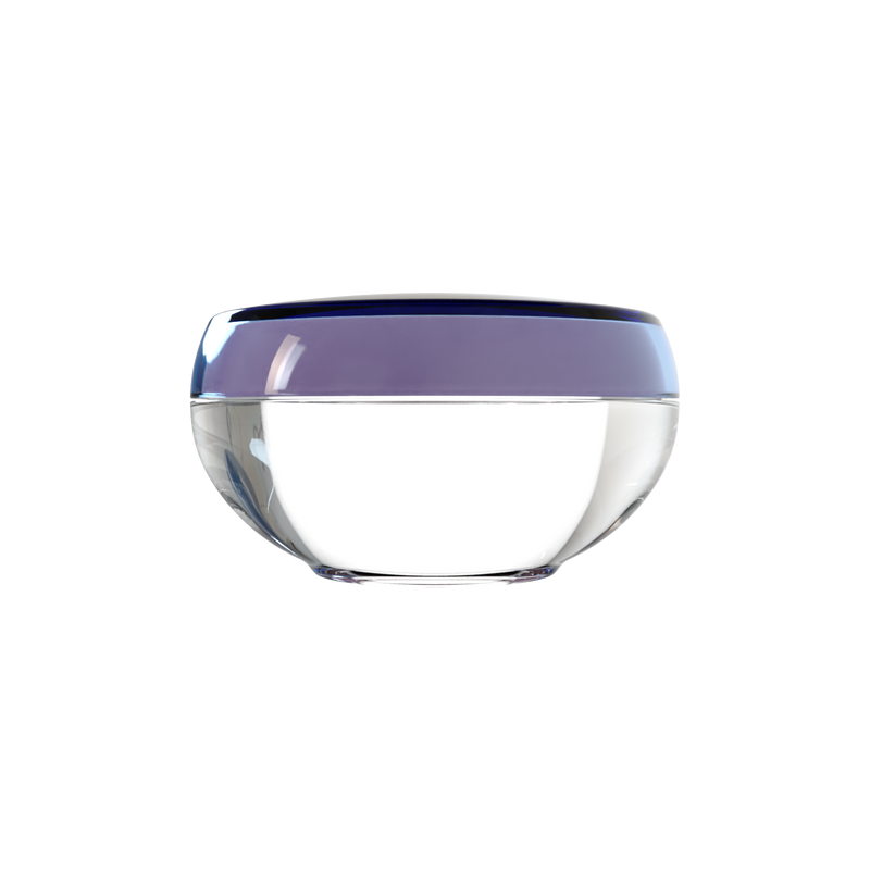 Ju 19 interchangeable cosmetic holder, violet grey cap with a clear body, front view