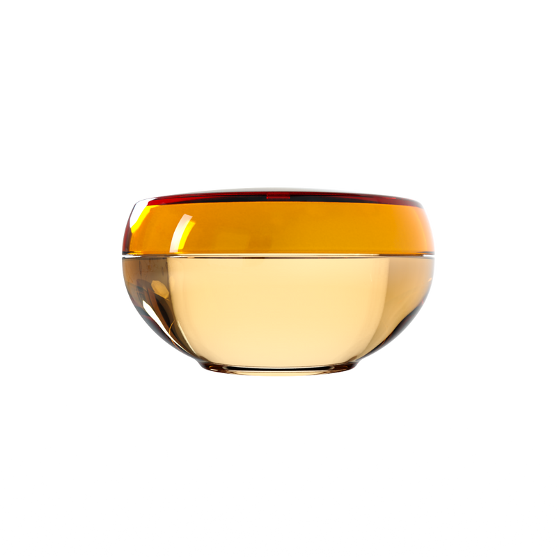Ju 20 interchangeable cosmetic holder, amber cap with a pale gold body, front view