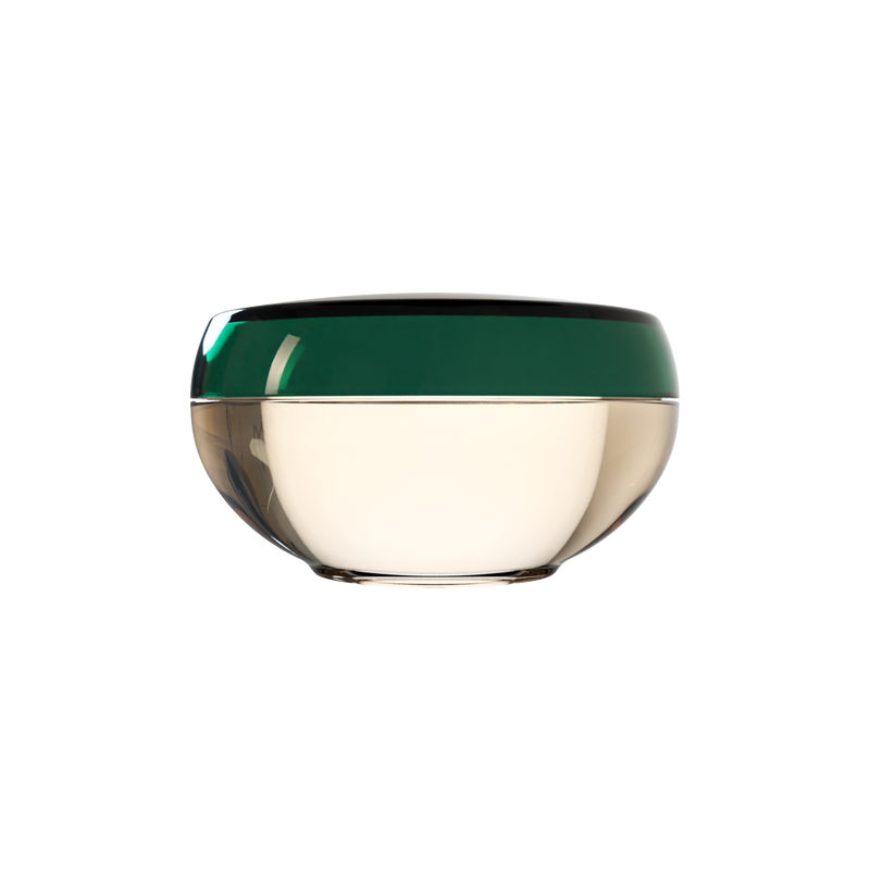 Ju 22 interchangeable cosmetic holder, dark green cap with an ivory body, front view