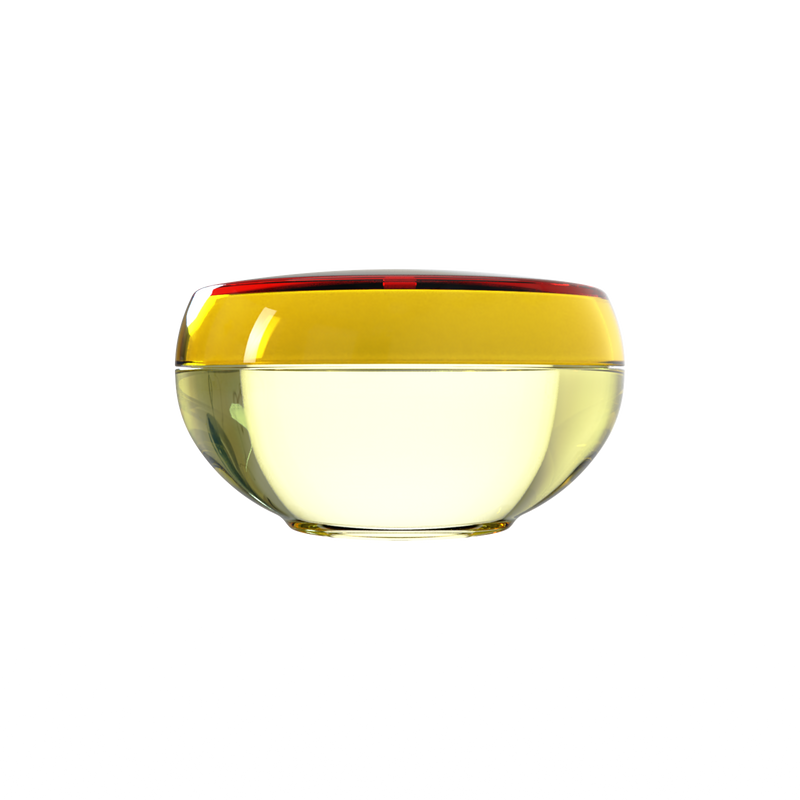 Ju 24 interchangeable cosmetic holder, gold cap with an ivory body, front view