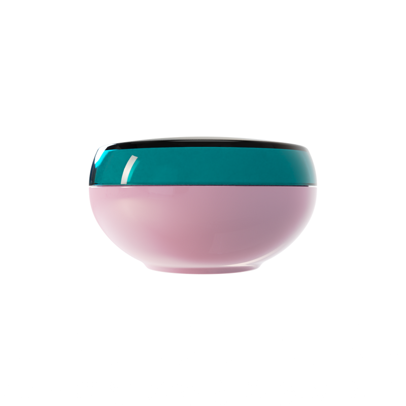 Ju 30 interchangeable cosmetic holder, teal cap with a dusty pink body, front view
