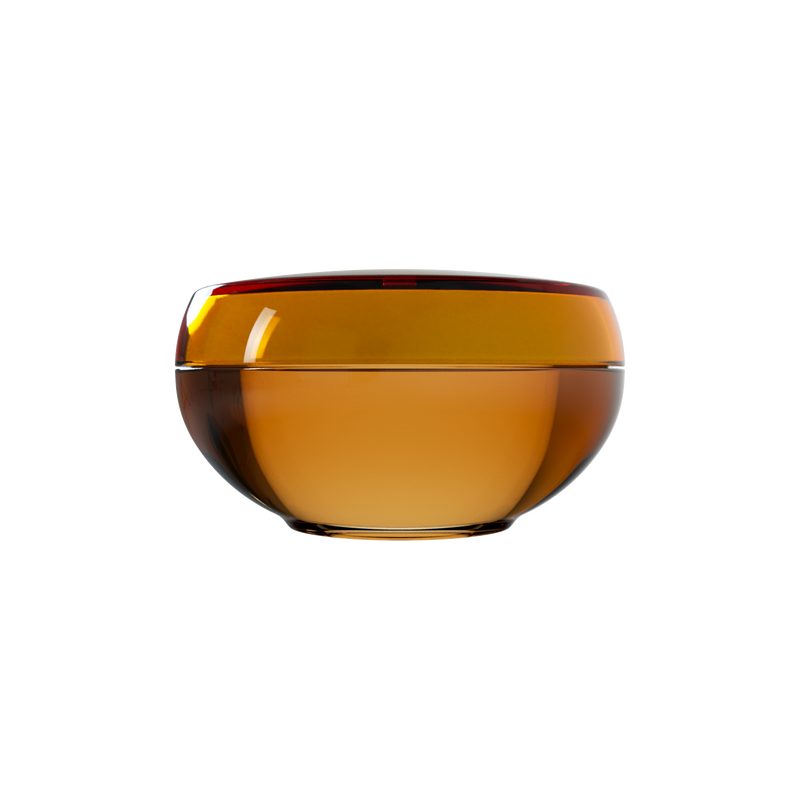 Ju 31 interchangeable cosmetic holder, amber brown cap with an amber body, front view