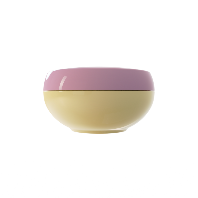 Ju 37 interchangeable cosmetic holder, dusty rose cap with a sand body, front view