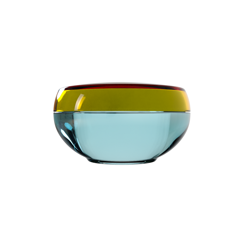 Ju 41 interchangeable cosmetic holder, olive cap with an aqua body, front view