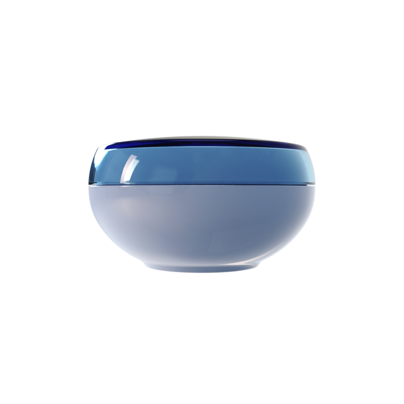 Ju 45 interchangeable cosmetic holder, steel blue cap with a blue grey body, front view