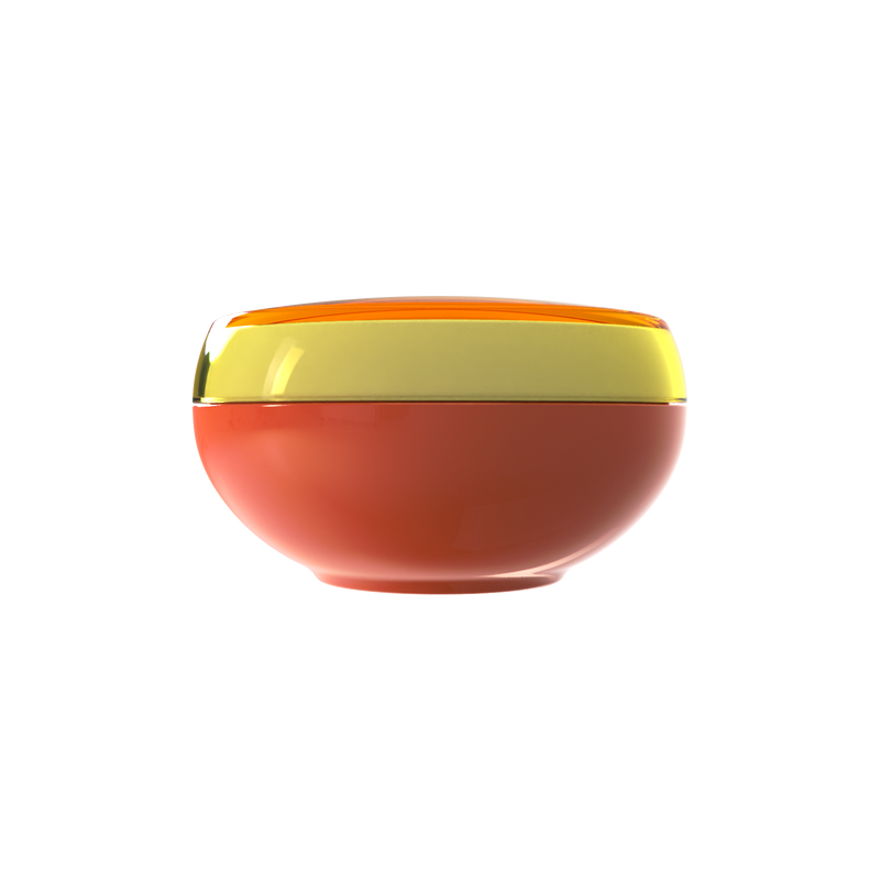 Ju 47 interchangeable cosmetic holder, olive yellow cap with a terracotta body, front view