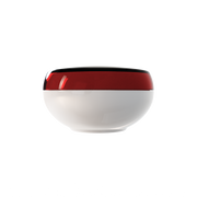 Ju 50 interchangeable cosmetic holder, dark red cap with a warm grey body, front view